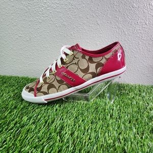 Coach Signature C Canvas Pink Patent Leather Sneakers Women’s Size 11